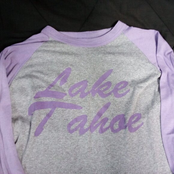 Vintage Lake Tahoe Script Spell Out Raglan T-Shirt - Picture 1 of 5